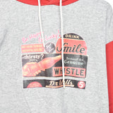 Vintage hoodie pullover sweatshirt top in grey and red