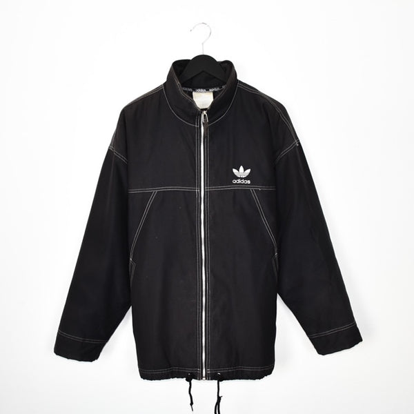 Vintage Adidas long jacket windbreaker track jacket bomber jacket in black