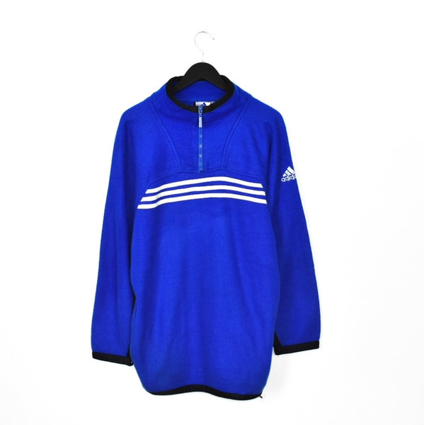 Vintage Adidas fleece pullover sweatshirt windbreaker fleece track jacket in blue and white