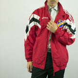 Vintage Adidas tracksuit track jacket fleece windbreaker in red, white and black