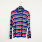 Vintage Adidas polo top long sleeve jumper sweater polo shirt pullover sweatshirt colourful top in blue, red and army green