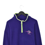 Vintage Diadora fleece quarter zip up jumper hoodie pullover sweatshirt windbreaker track jacket in purple and neon green