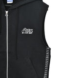 Vintage Asics sleeveless zip up hoodie sweatshirt pullover jumper top in black