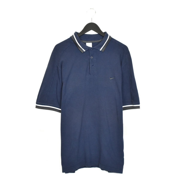 Vintage Nike polo shirt tee blouse top in dark blue and grey