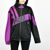 Vintage Puma tracksuit track jacket fleece windbreaker in black and purple
