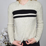 Scali v-neck knitted sweatshirt jumper sweater top pullover in grey and black