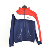 Vintage Fila jacket track windbreaker coat pullover bomber jacket trench coat in blue, white and red