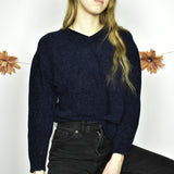 Vintage Versace V-neck jumper sweater top pullover in dark blue