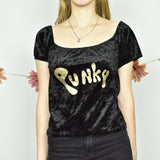 Super cute Punky top t-shirt crop top in gold and black