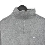 Vintage Champion quarter zip up sweater thin material longsleeve tee pullover sweatshirt in static grey