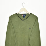 Vintage Chaps v neck sweater thin material longsleeve tee pullover sweatshirt in dark green