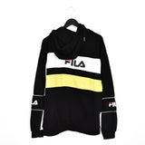 Vintage Fila hoodie pullover sweatshirt top jumper in black white and yellow