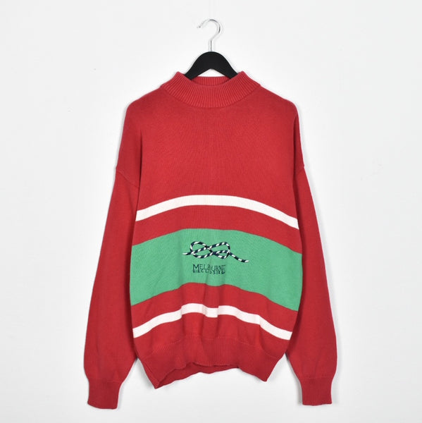 Vintage incredible Melbourne Classix crewneck jumper longsleeve tee pullover sweatshirt in red and green