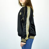 Vintage Adidas tracksuit track jacket fleece windbreaker in black and gold