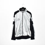 Vintage Kappa zip up tracksuit track jacket trackie sweater windbreaker jumper sweatshirt pullover long sleeve in black and silver