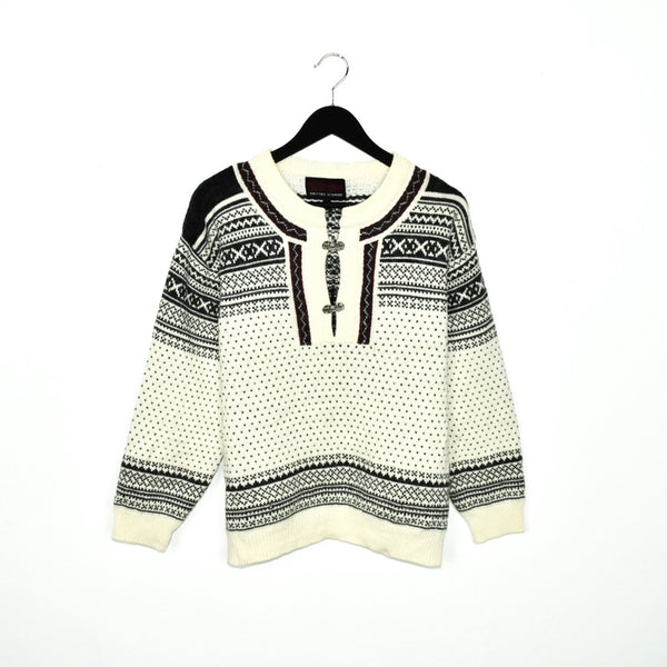 Vintage unique jumper longsleeve tee pullover sweatshirt in grey/white