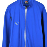 Vintage Nike windbreaker fleece track zip up jacket bomber in blue and black with white stripes