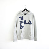 Vintage Fila hoodie pullover sweatshirt windbreaker trackie fleece track jacket jumper in grey