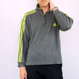 Vintage Adidas half zip fleece sweatshirt hoodie jumper sweater pullover in gray