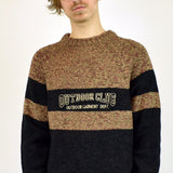Vintage Outdoor club sweater pullover jumper in brown and black