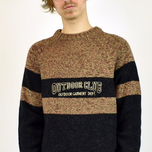 Vintage Outdoor club sweater pullover jumper in brown and black