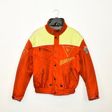 Vintage Dainese motor bomber jacket fleece windbreaker in neon red and yellow