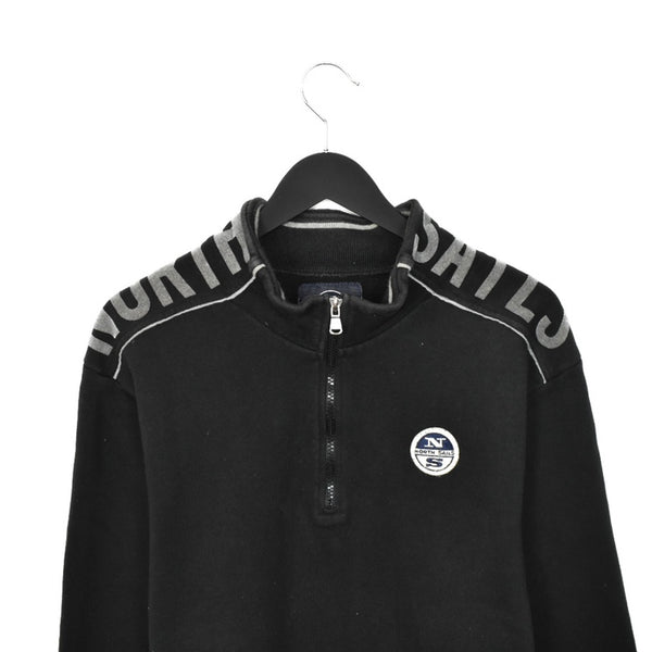 Vintage North Sails fleece quarter zip up jumper hoodie pullover sweatshirt windbreaker track jacket in black