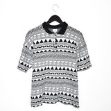 Vintage WitBoy polo shirt tee blouse top in black and grey