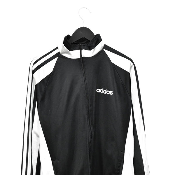 Vintage Adidas zip up windbreaker tracksuit track jacket trackie sweater jumper sweatshirt pullover long sleeve in black and grey