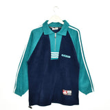 Vintage Adidas fuzzy zip neck sweatshirt jumper sweater pullover hoodie in cyan and dark blue