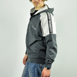 Vintage Champion button up hoodie jumper sweater pullover in white and gray