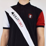 Vintage polo shirt tee blouse top solo torro in black white and red