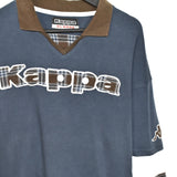 Vintage Kappa polo V neck sweater thin material longsleeve tee pullover sweatshirt in navy white and brown