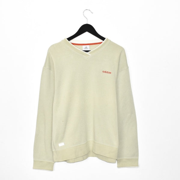 Vintage Adidas jumper hoodie pullover sweatshirt windbreaker track jacket in light grey and orange