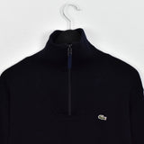 Vintage Lacoste quarter zip up jumper longsleeve hoodie tee pullover sweatshirt in dakr blue