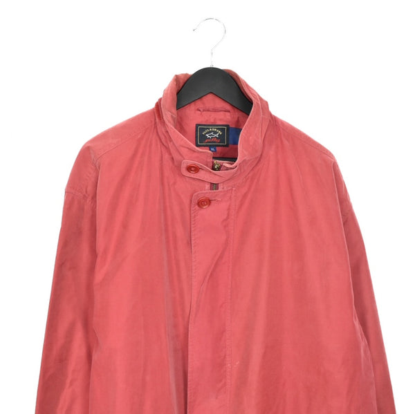 Vintage Paul&Shark zip up windbreaker tracksuit track jacket trackie sweater jumper sweatshirt pullover long sleeve in light red