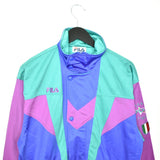 Vintage Fila zip up jacket windbreaker tracksuit track jacket trackie sweater jumper sweatshirt pullover long sleeve blue cyan and purple