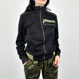 Vintage Puma tracksuit track jacket fleece jumper in black and khaki