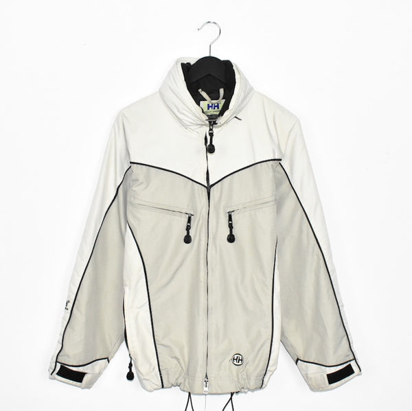 Vintage Helly Hansen jacket bomber zip up track jacket windbreaker sweatshirt longsleeve tee pullover jumper in milky white/grey