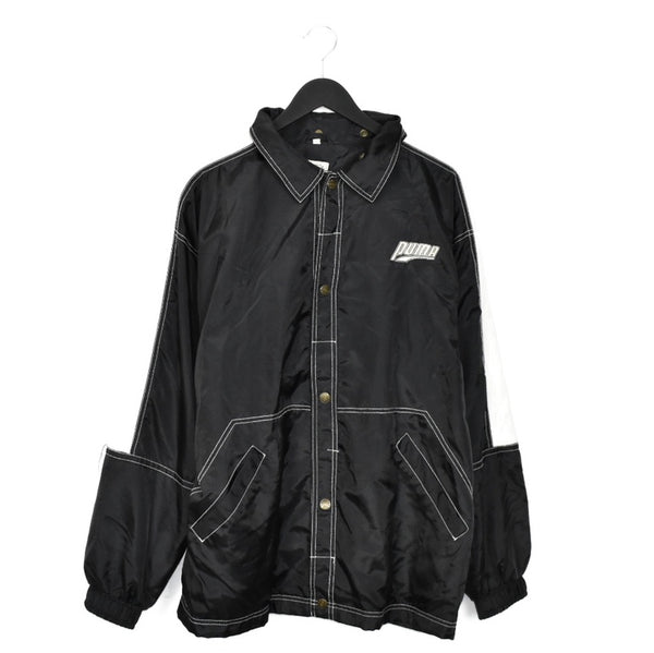 Vintage Puma jacket windbreaker fleece track jacket bomber jacket in black and white