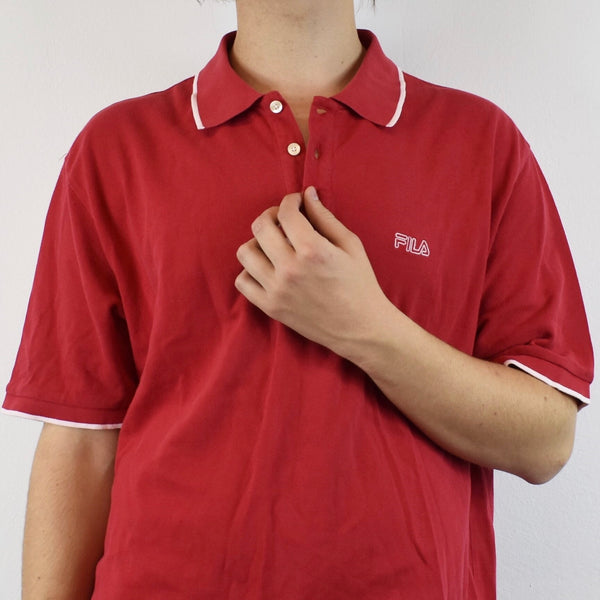 Vintage Fila polo shirt top blouse tee in red