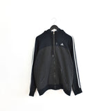 Vintage Adidas zip up hoodie sweatshirt jumper tracksuit track jacket trackie pullover long sleeve in black