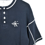 Vintage Calvin Klein button up t-shirt top blouse tee in blue