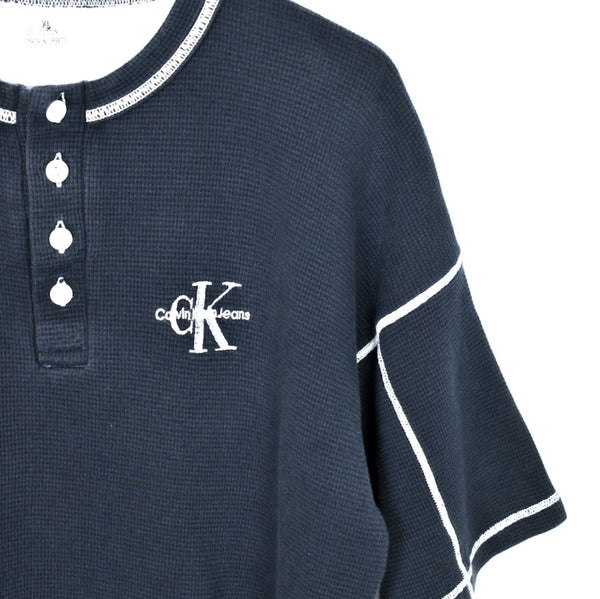 Vintage Calvin Klein button up t-shirt top blouse tee in blue