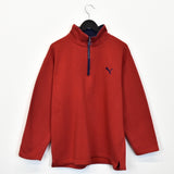 Vintage Puma quarter zip up track jacket windbreaker sweatshirt longsleeve tee pullover jumper in red