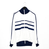 Vintage Adidas zip up windbreaker tracksuit track jacket trackie sweater jumper sweatshirt pullover long sleeve in white and blue