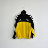 Vintage Adidas zip up crewneck jumper pullover sweatshirt windbreaker fleece track jacket hoodie in black and yellow