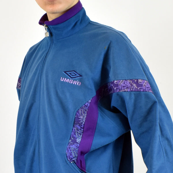 Vintage Umbro track jacket tracksuit windbreaker trackie in light blue and purple