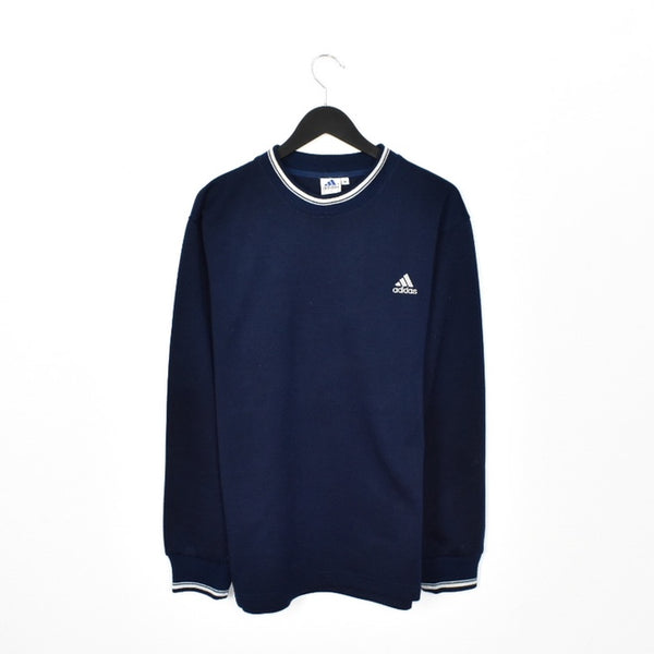 Vintage Adidas sweater jumper sweatshirt pullover long sleeve tracksuit trackie jacket in dark blue and white