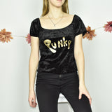 Super cute Punky top t-shirt crop top in gold and black